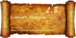 Lebhaft Balbina névjegykártya